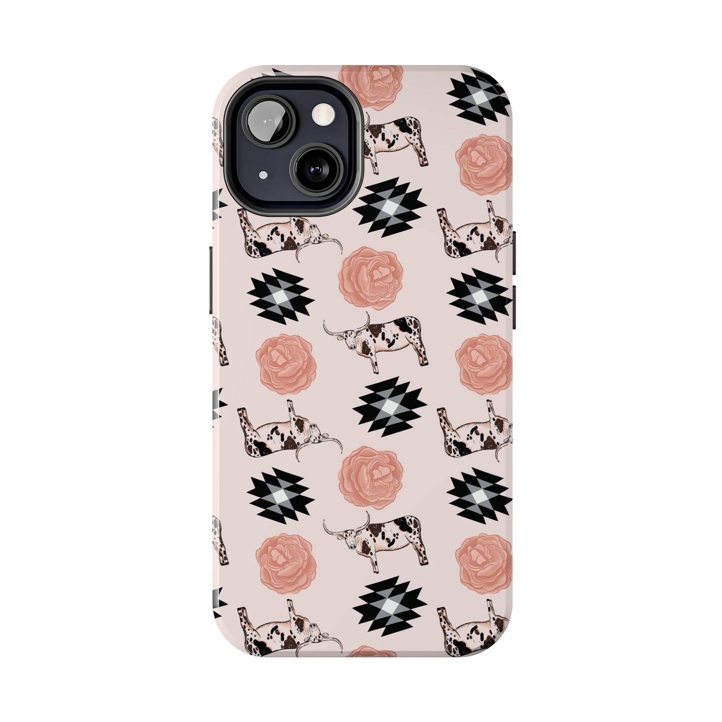 Pink Floral Cow Tough Phone Cases