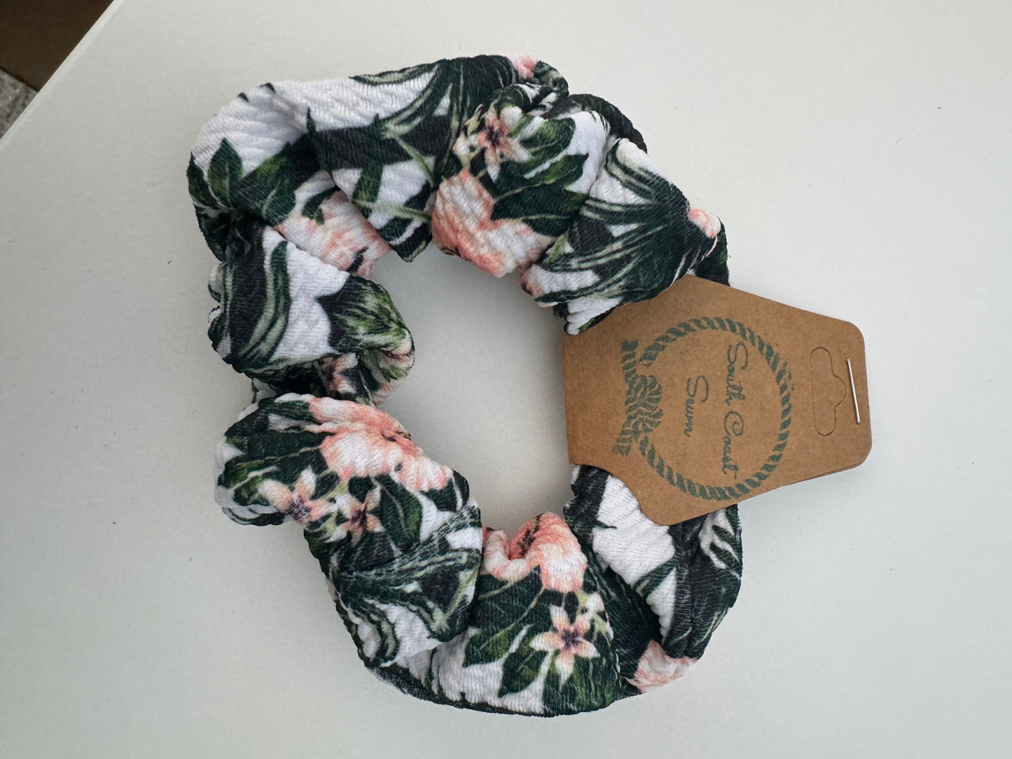 Hibiscus floral scrunchie