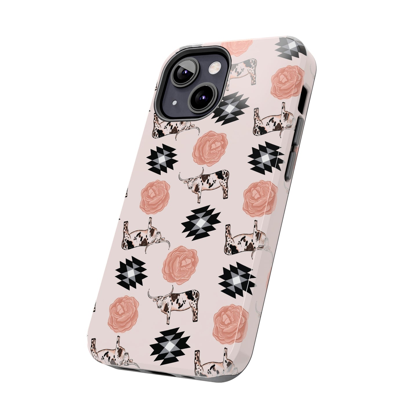 Pink Floral Cow Tough Phone Cases