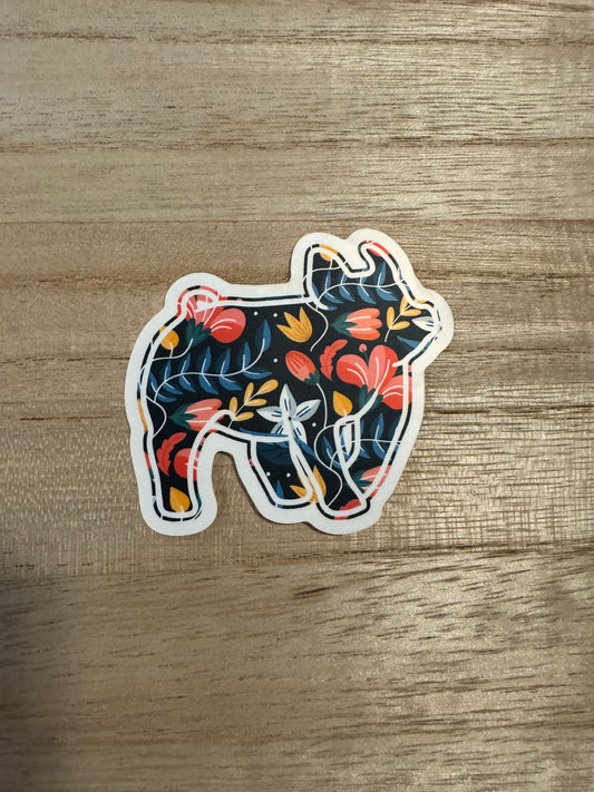 Floral Show Pig Sticker