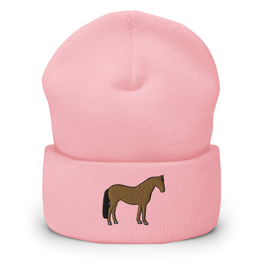 Brown Horse Cuffed Beanie| horse hat