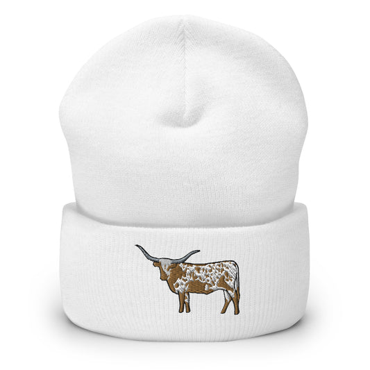 Long Horn Cuffed Beanie| cow hat