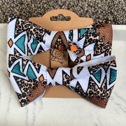 Teal Aztec small bows