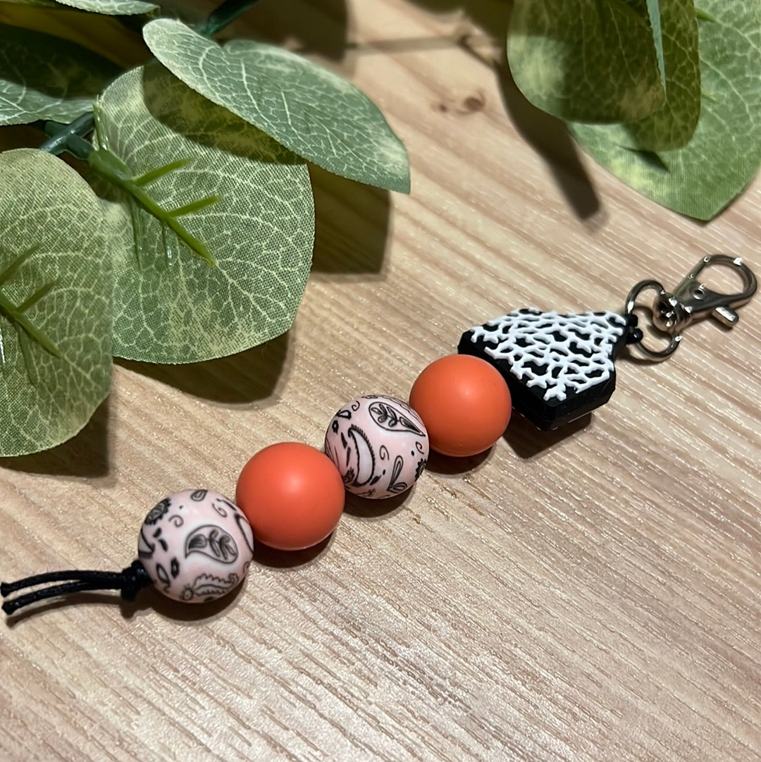 Paisley and Cow Tag Keychain