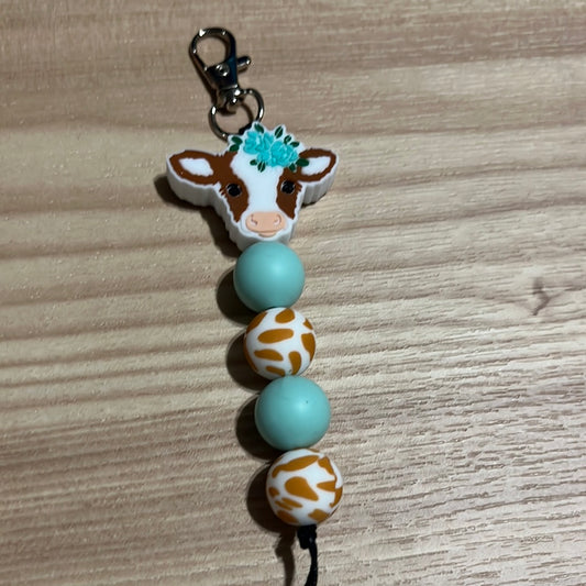 Brown calf keychain