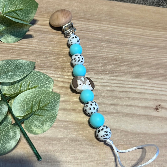 Light Brown Puppy Pacifier Clip