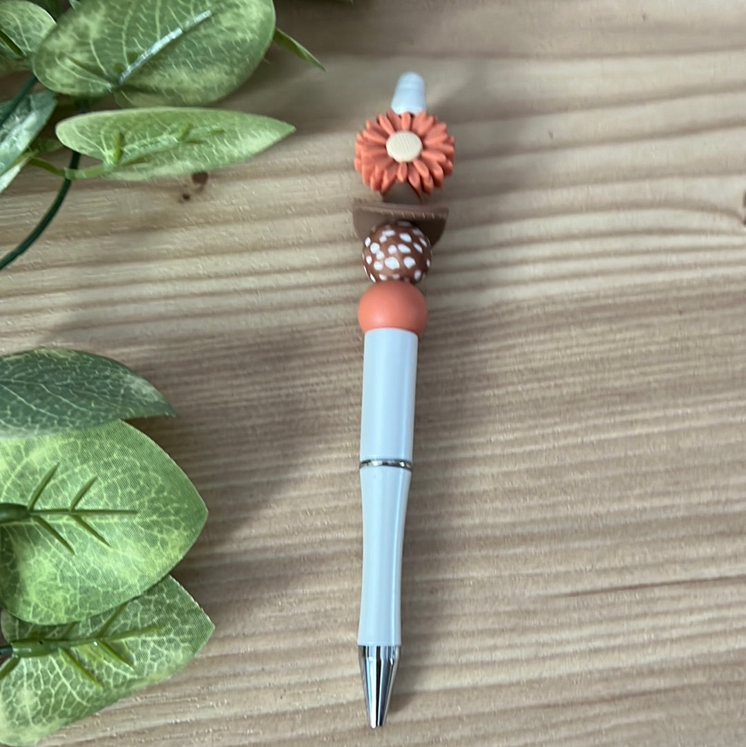 Dark Peach Daisy Pen