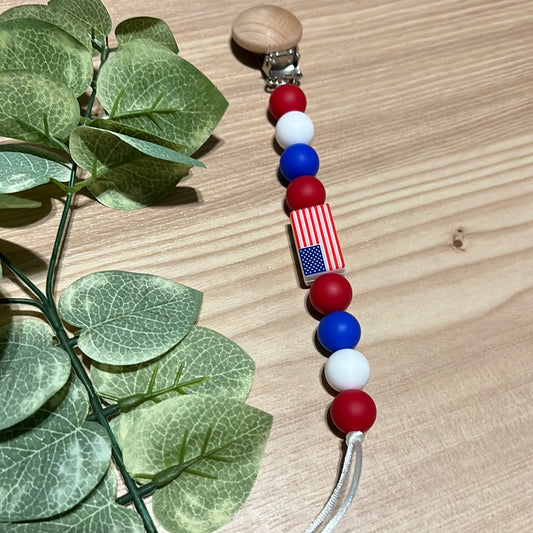 USA Flag Pacifier Clip