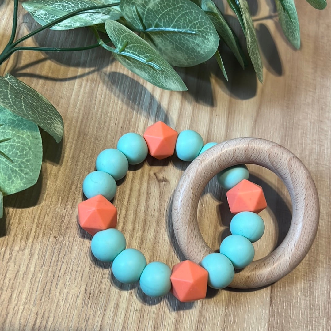 Mint and Coral Baby sensory Toy
