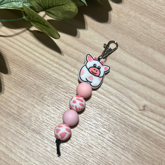 Pink Cow Keychain