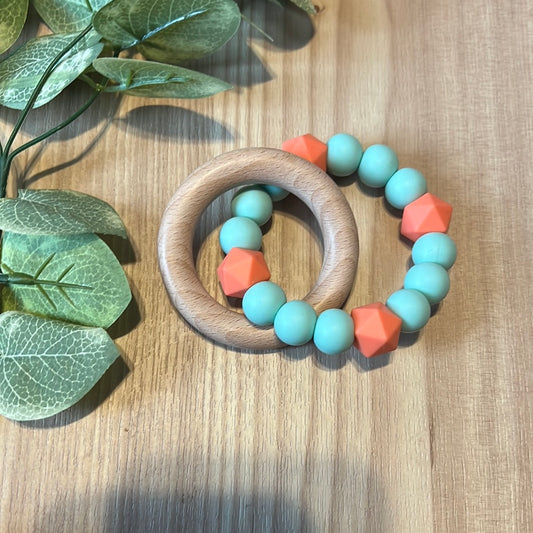 Mint and Coral Baby sensory Toy