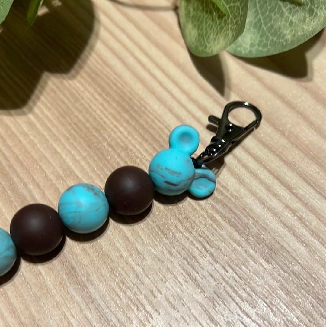 Turquoise Swirl Mouse Keychain
