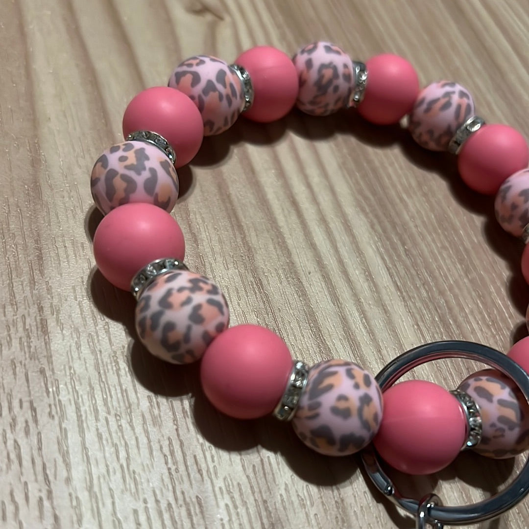 Very pink leopard wristlet