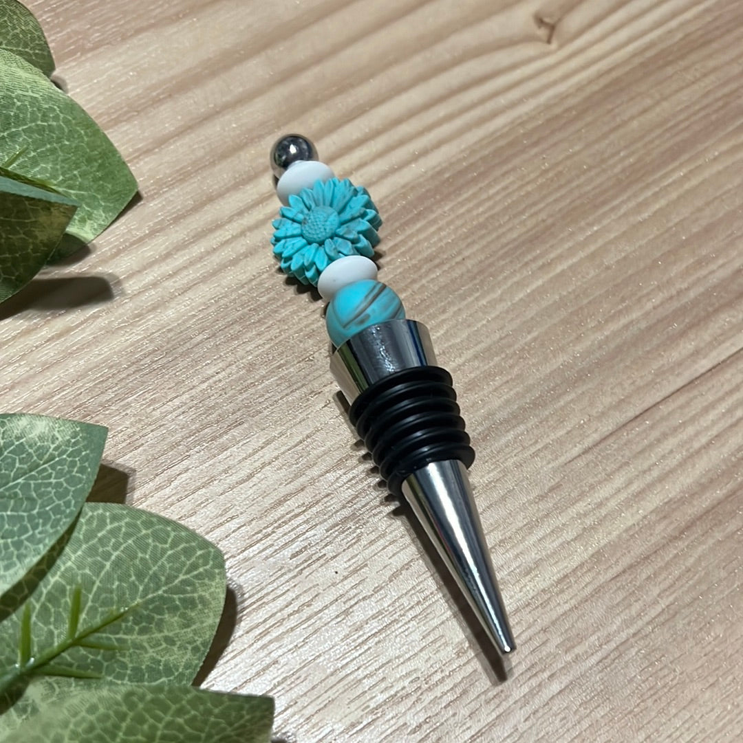 Turquoise Daisy Wine Stopper