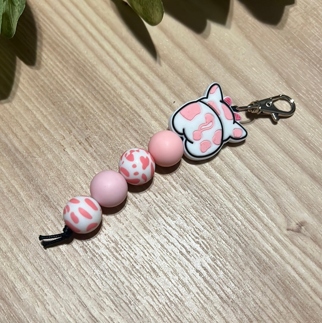 Pink Cow Keychain