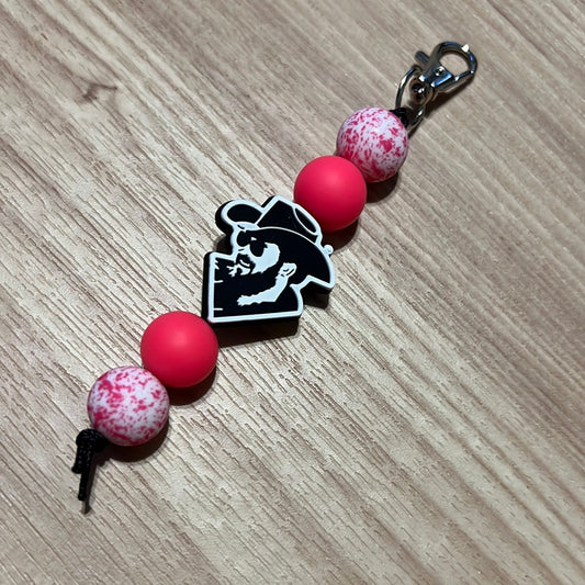 Pink Cow Hide and cowboy Keychain
