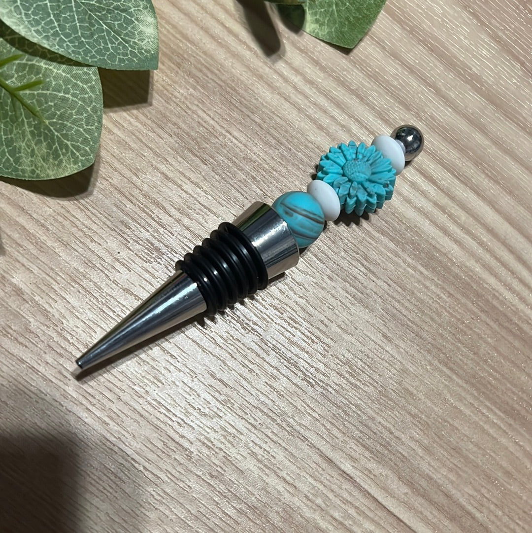 Turquoise Daisy Wine Stopper
