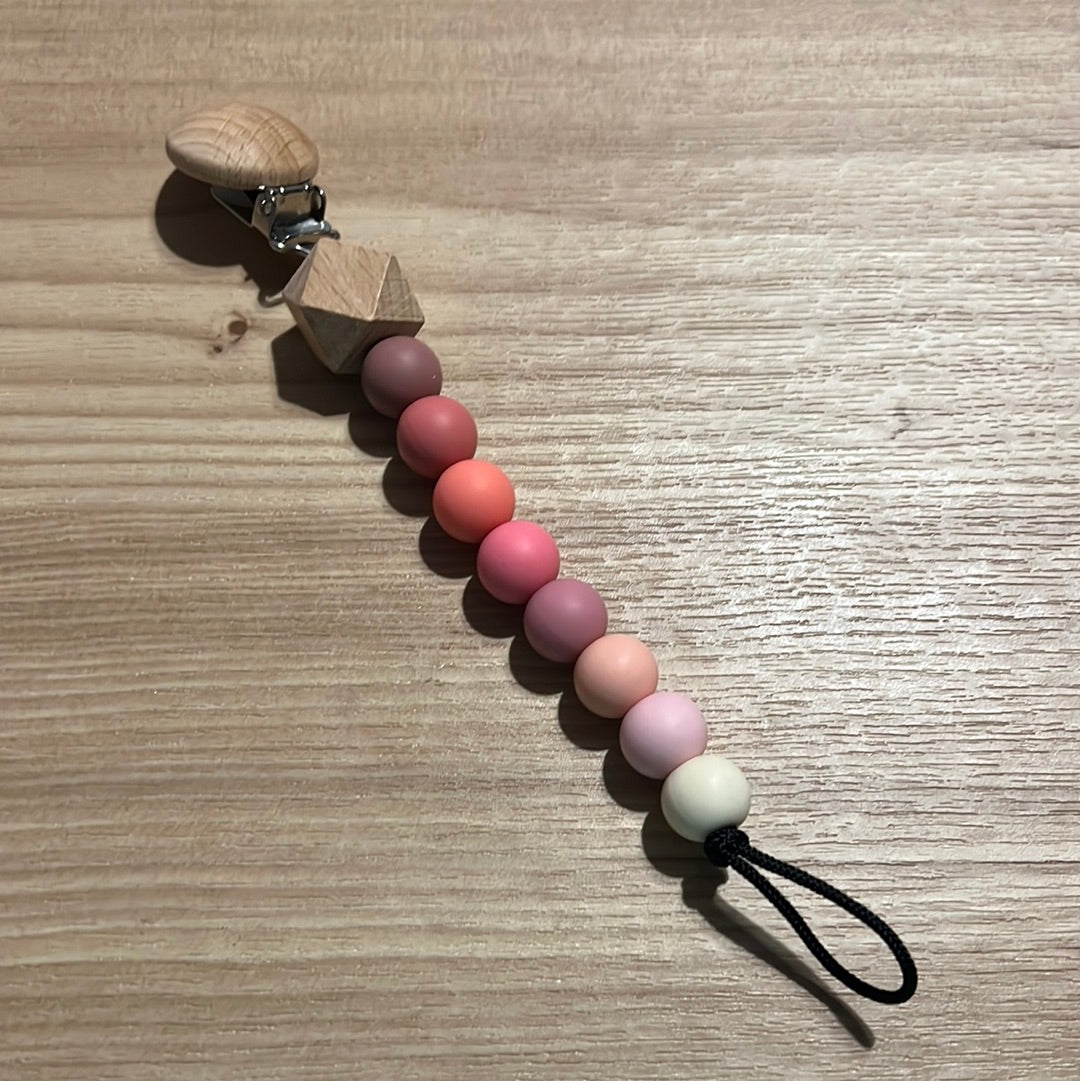 Pink Rainbow Pacifier Clip