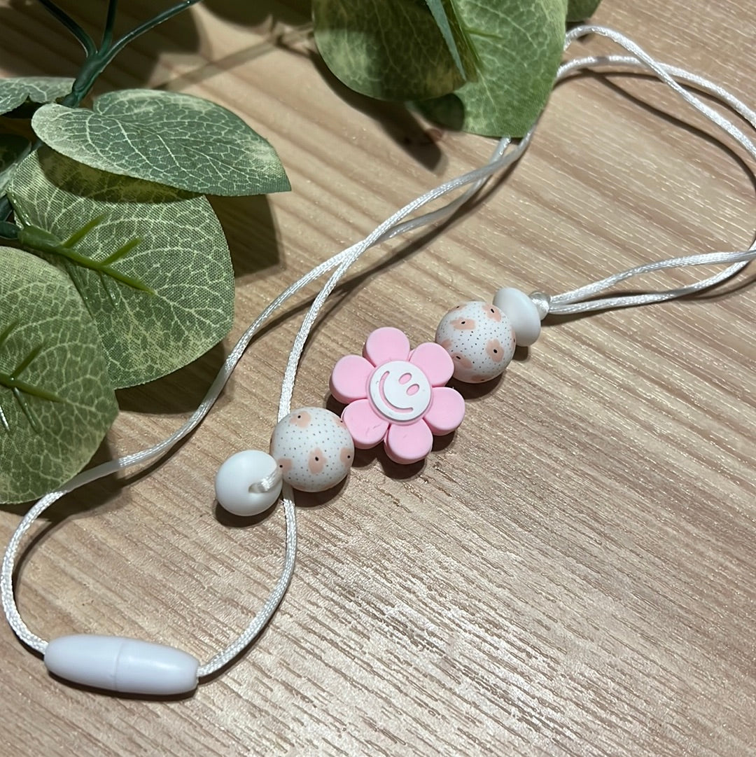 Pink Smiley Flower Kids Necklace