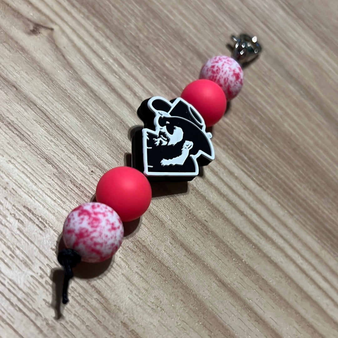 Pink Cow Hide and cowboy Keychain