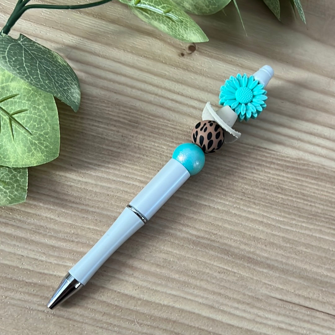 Turquoise Daisy & Cowboy Hat Pen