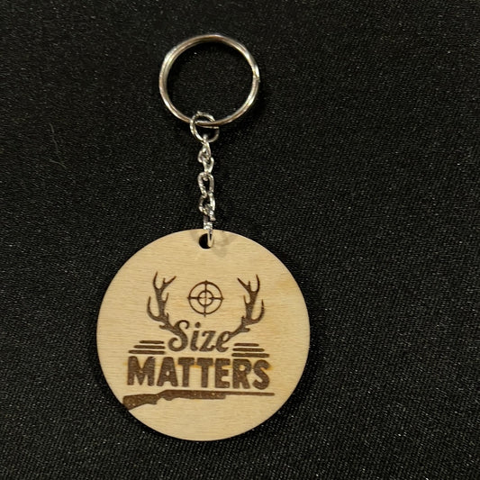 Size Matters Wood Keychain