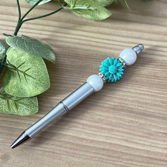 Turquoise Daisy Pen