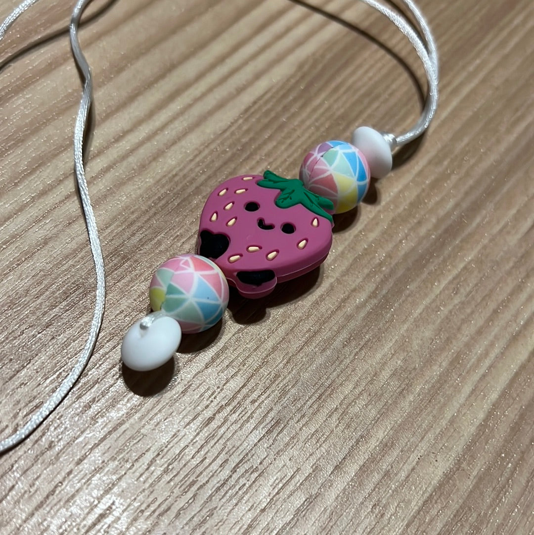 Pink Strawberry Kids Necklace