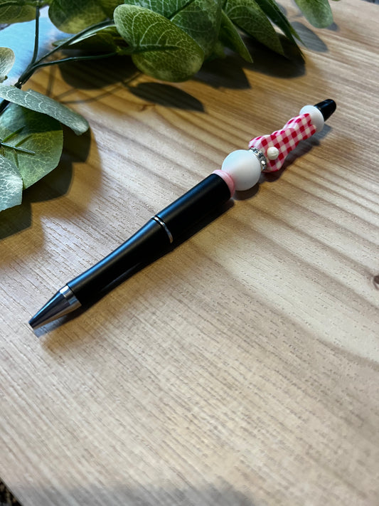 Pink Plaid Bunny Black Pen