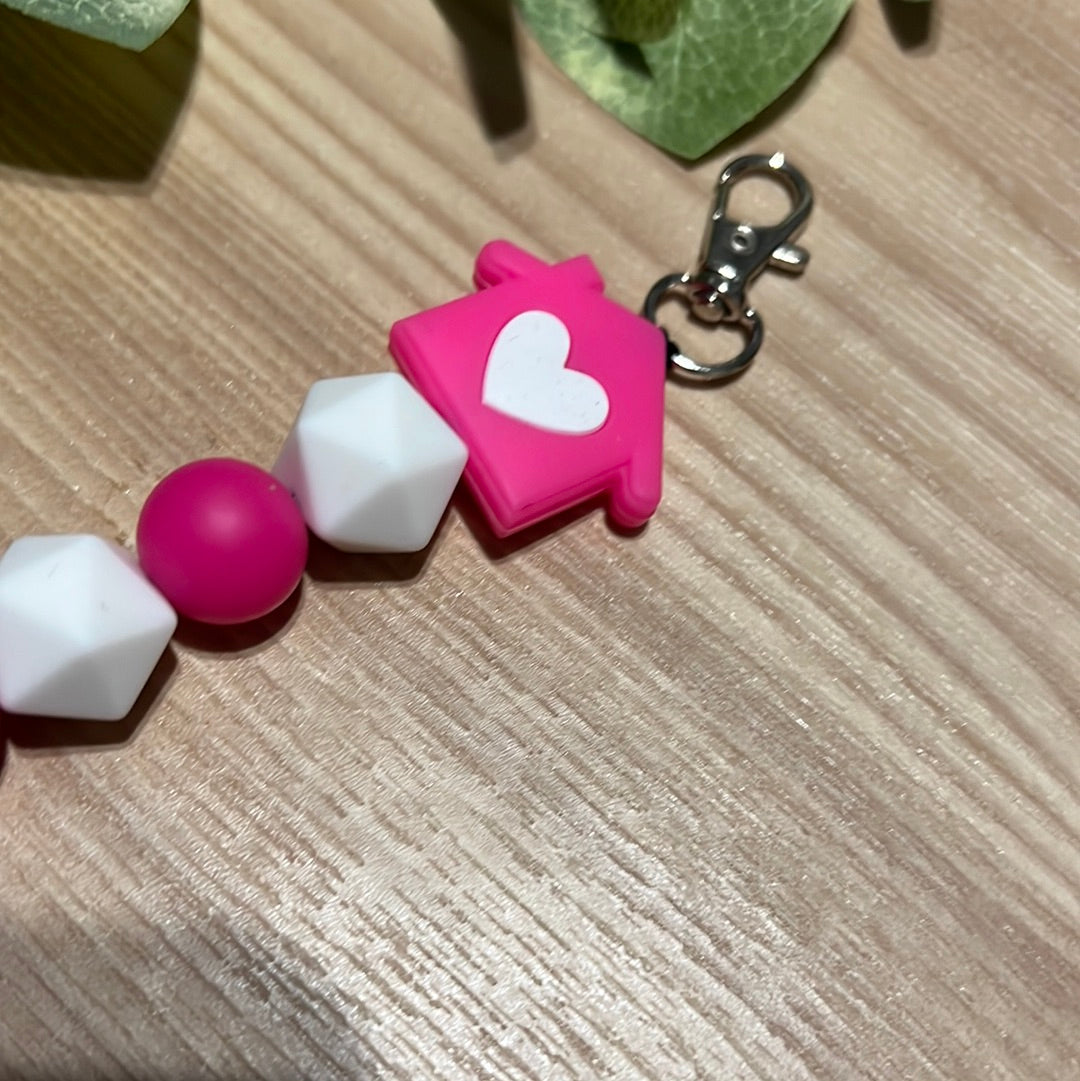 Pink Home/ Realtor Keychain