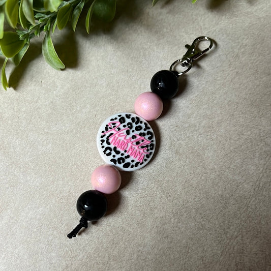 Pink Hustle Hard mama Keychain