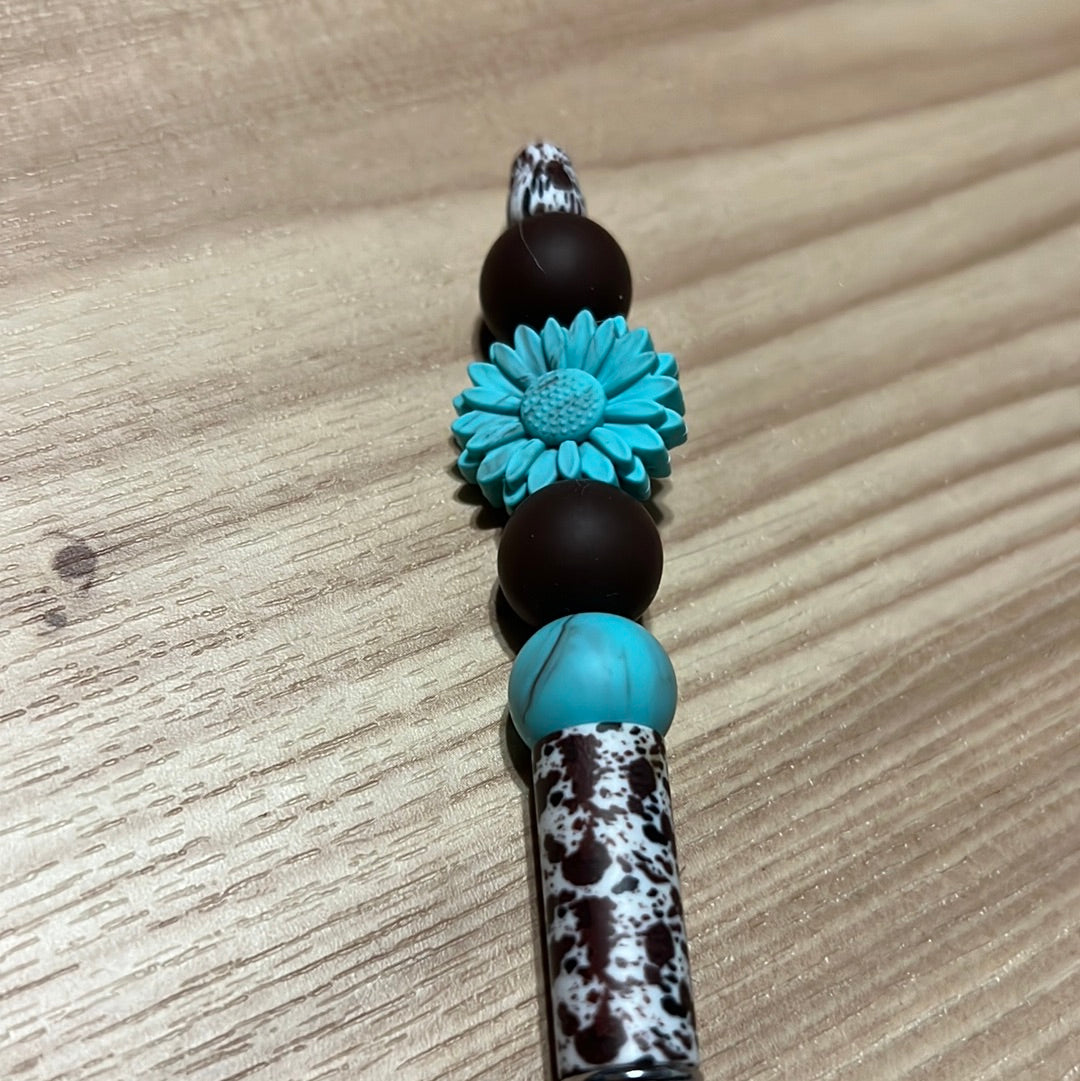 Turquoise daisy Pen