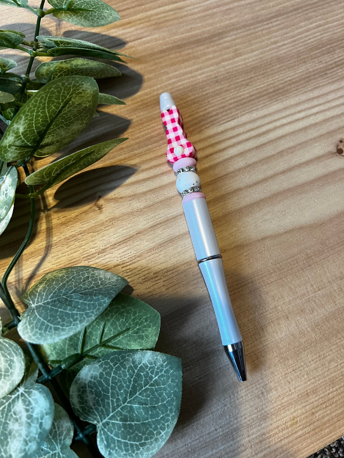 Pink Plaid Bunny, White Pen