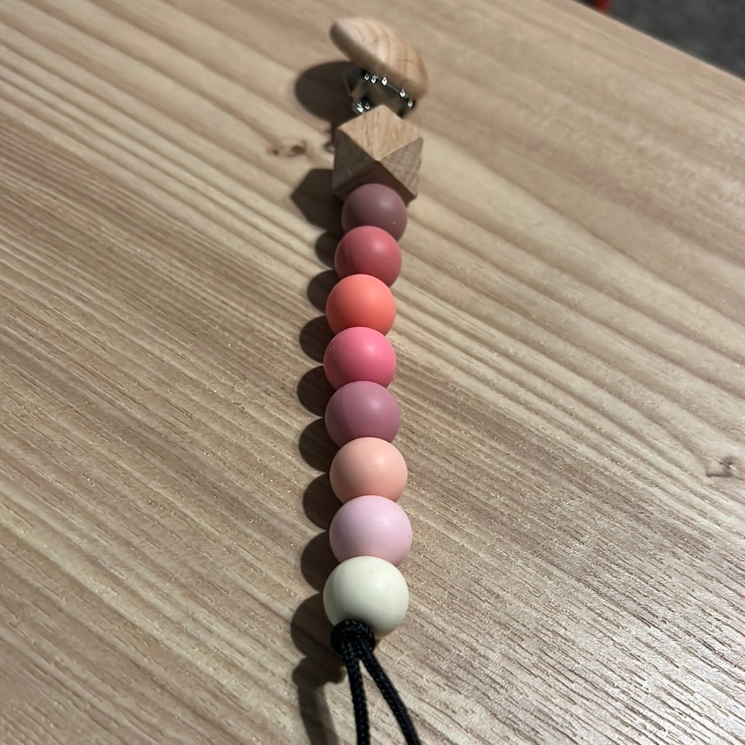 Pink Rainbow Pacifier Clip