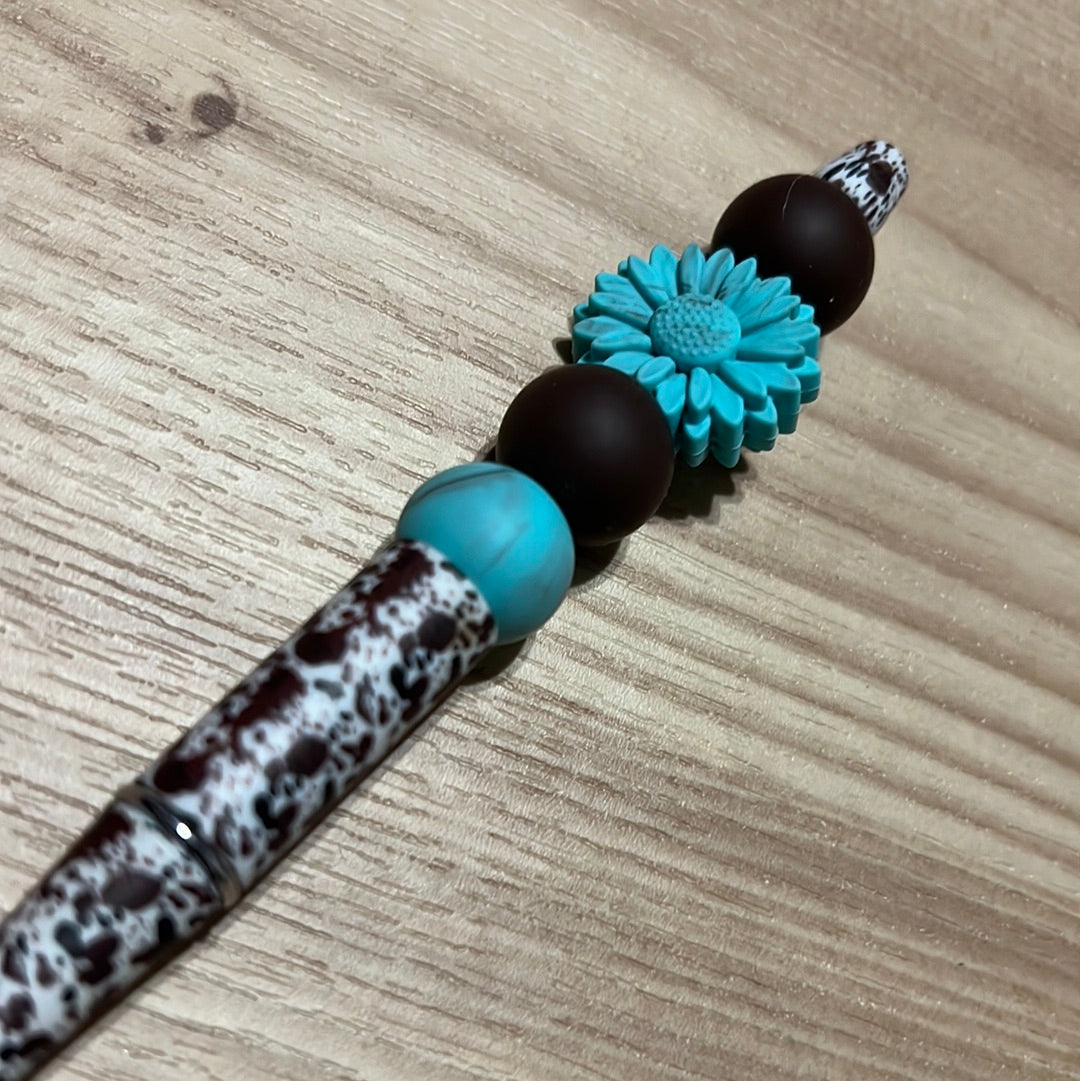 Turquoise daisy Pen