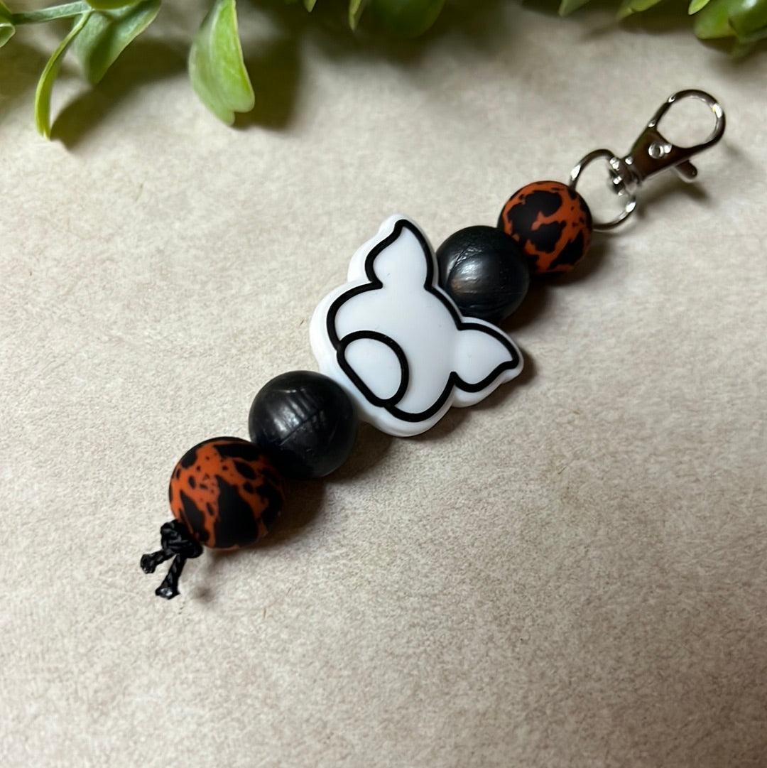 White Pig and Rust Cow Print Keychain