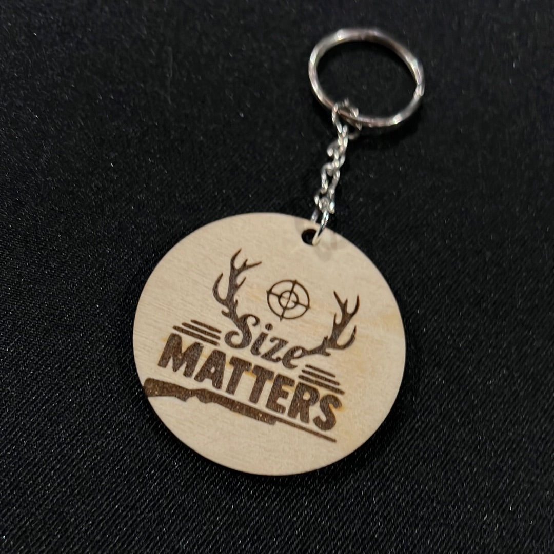 Size Matters Wood Keychain