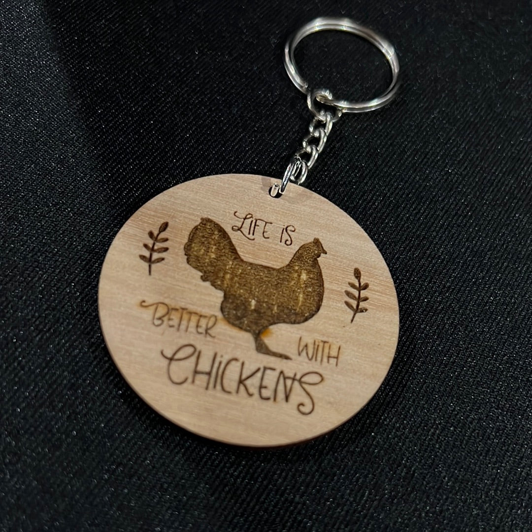 Chicken Wood Keychain