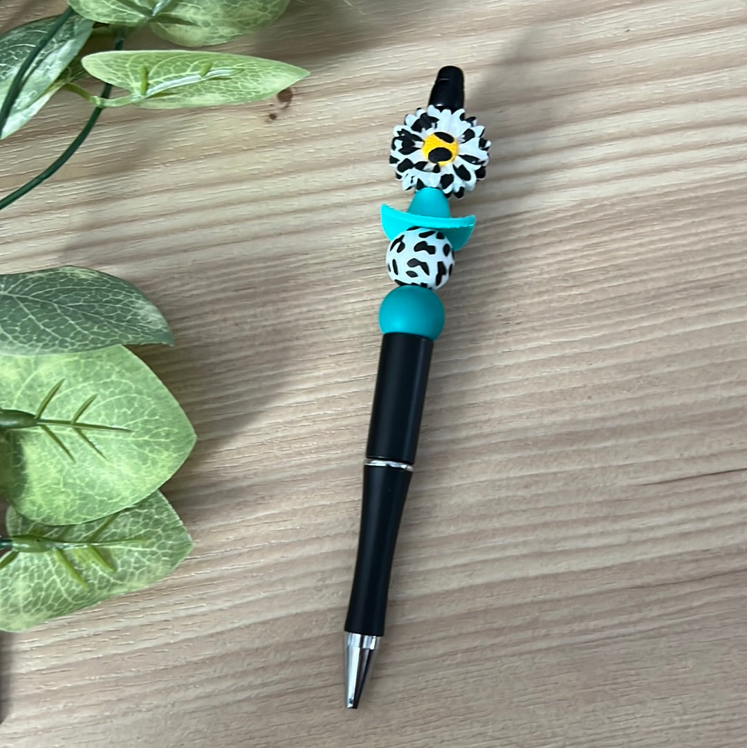 Cow Print Daisy Pen