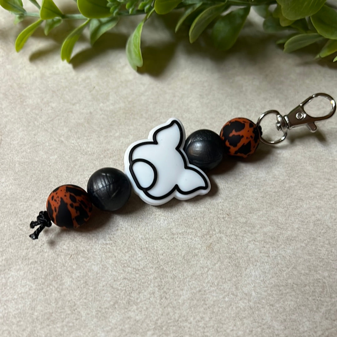 White Pig and Rust Cow Print Keychain