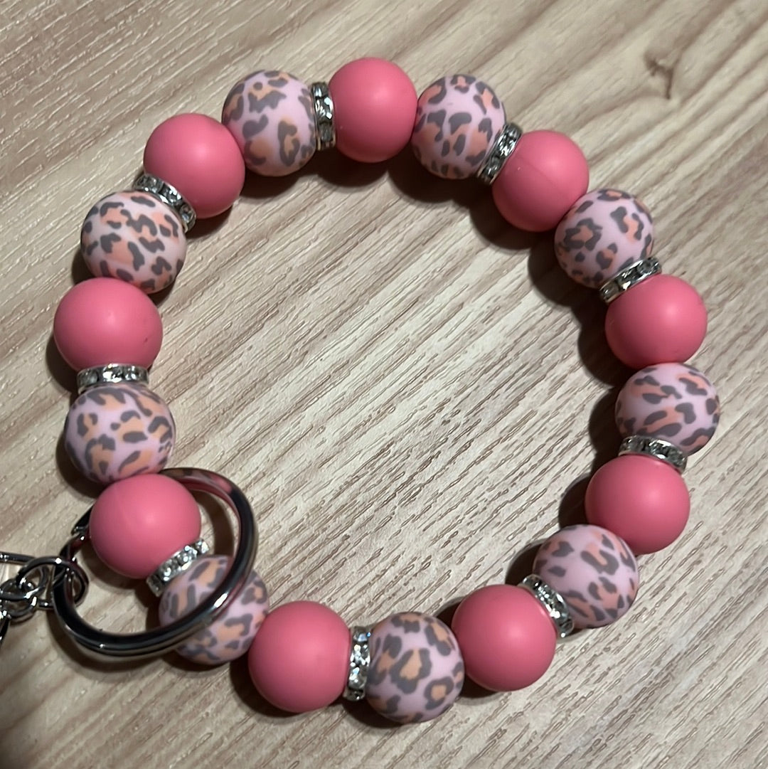 Very pink leopard wristlet